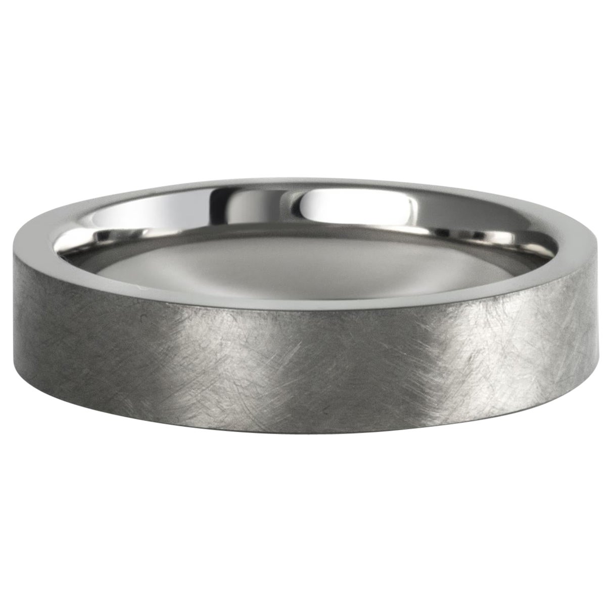 The Marley : Flat Titanium Hand Etched 5mm Comfort Fit Wedding Band