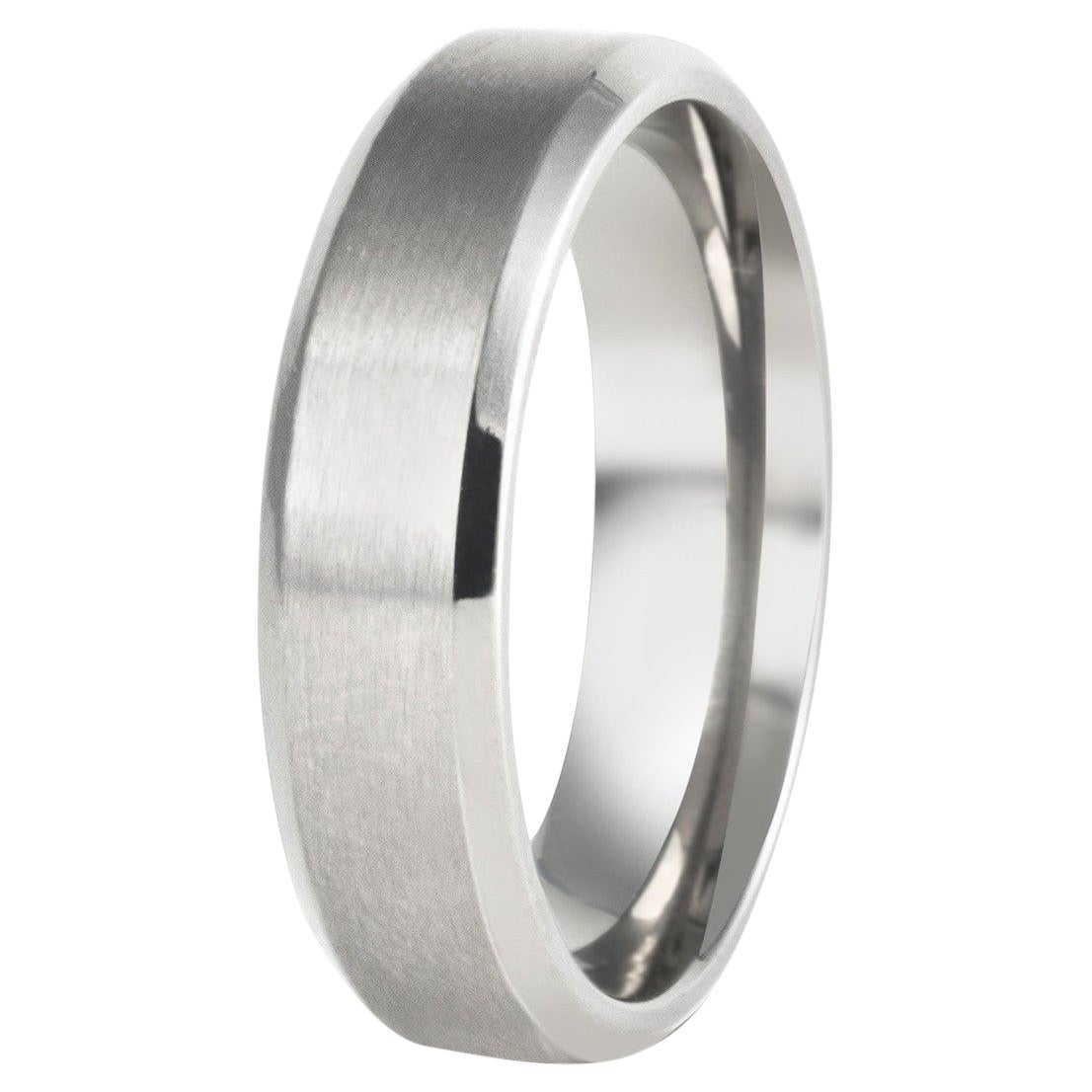The Orwell : Flat Titanium with Bright Beveled Edge Comfort Fit Wedding Band