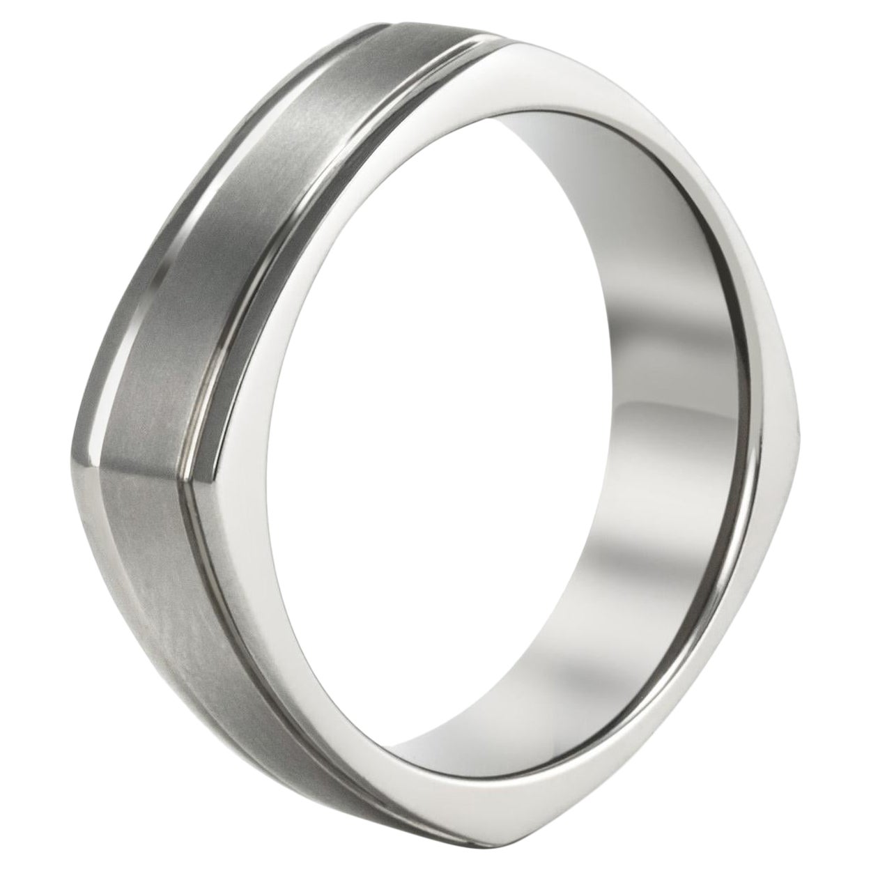 For Sale:  The Ralston : Bowed Sides Edge Groove Titanium 7mm Comfort Fit Wedding Band
