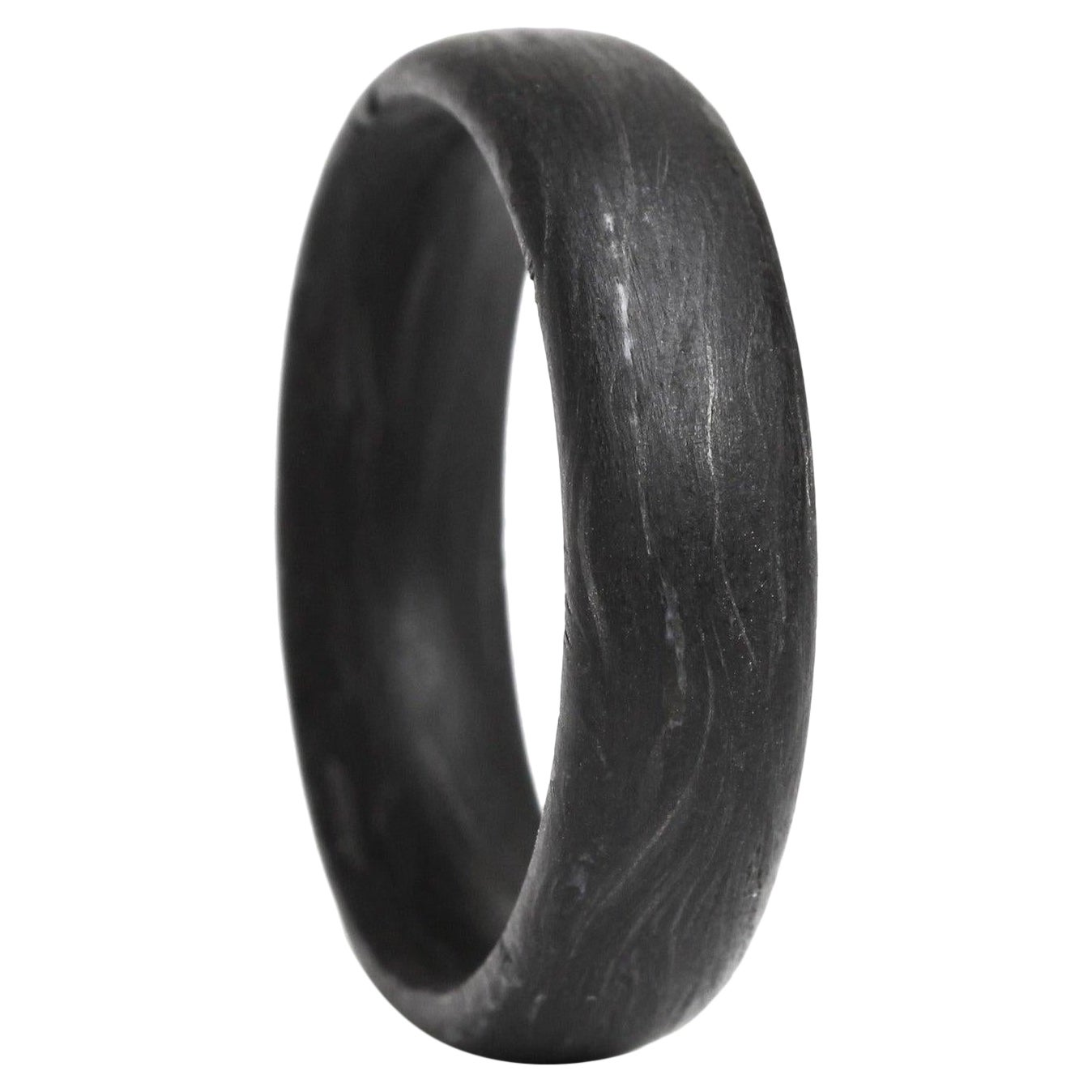 For Sale:  The Roa : Forged Raw Carbon Fiber Slight Dome Comfort Fit Wedding Band