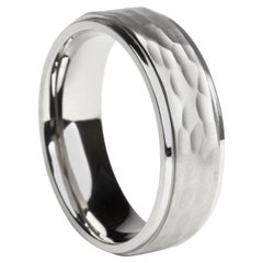 Sotillo : Flat Hammered Titanium W/ Recessed Polished Edge Wedding Band