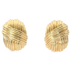 Tiffany & Co. Gold Ribbed Oval Earrings