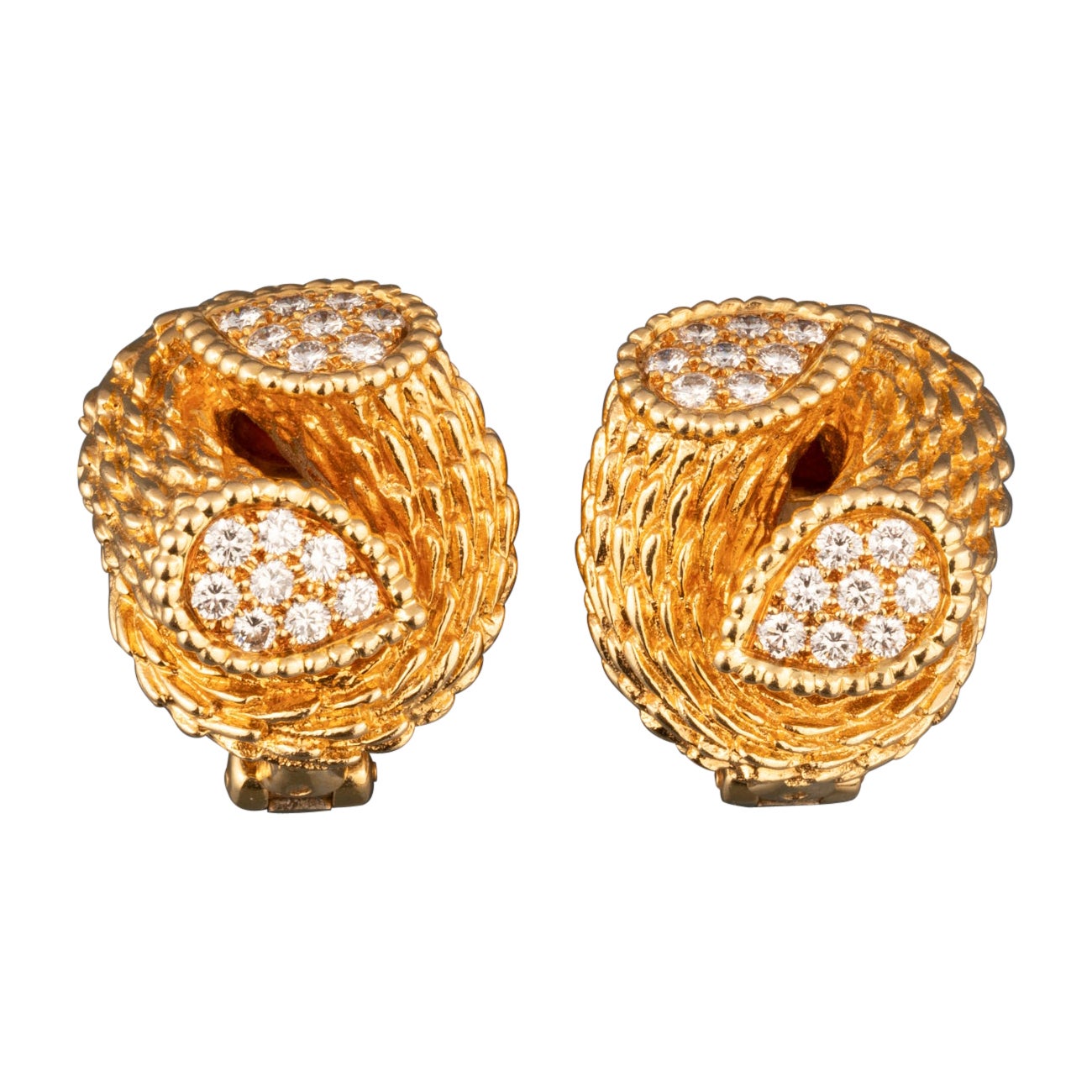 Gold and Diamonds Vintage Boucheron Clip Earrings For Sale