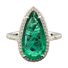 Certified 3.2 Carat Emerald and Diamond Engagement Ring