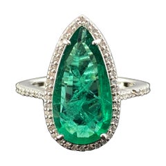 Anello di fidanzamento certificato con smeraldo e diamante da 3,2 carati