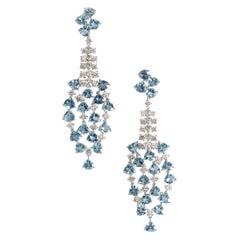 Modern Aquamarine, Diamond and White Gold Chandelier Drop Earrings