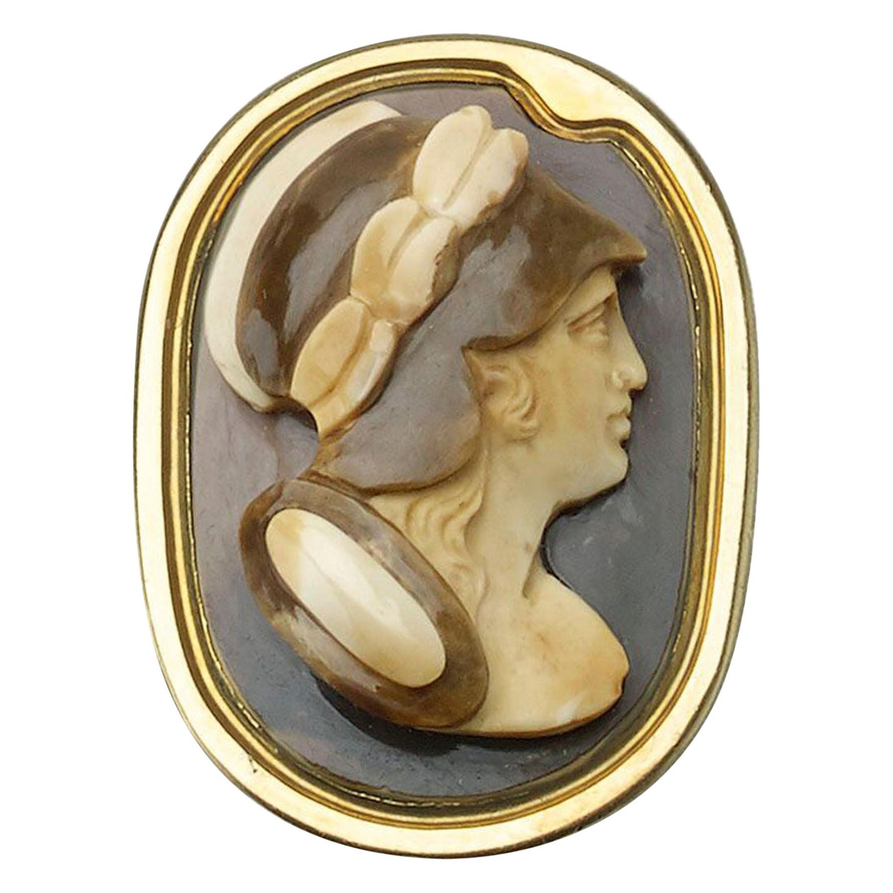 Antique Carved Hardstone Cameo Ring For Sale
