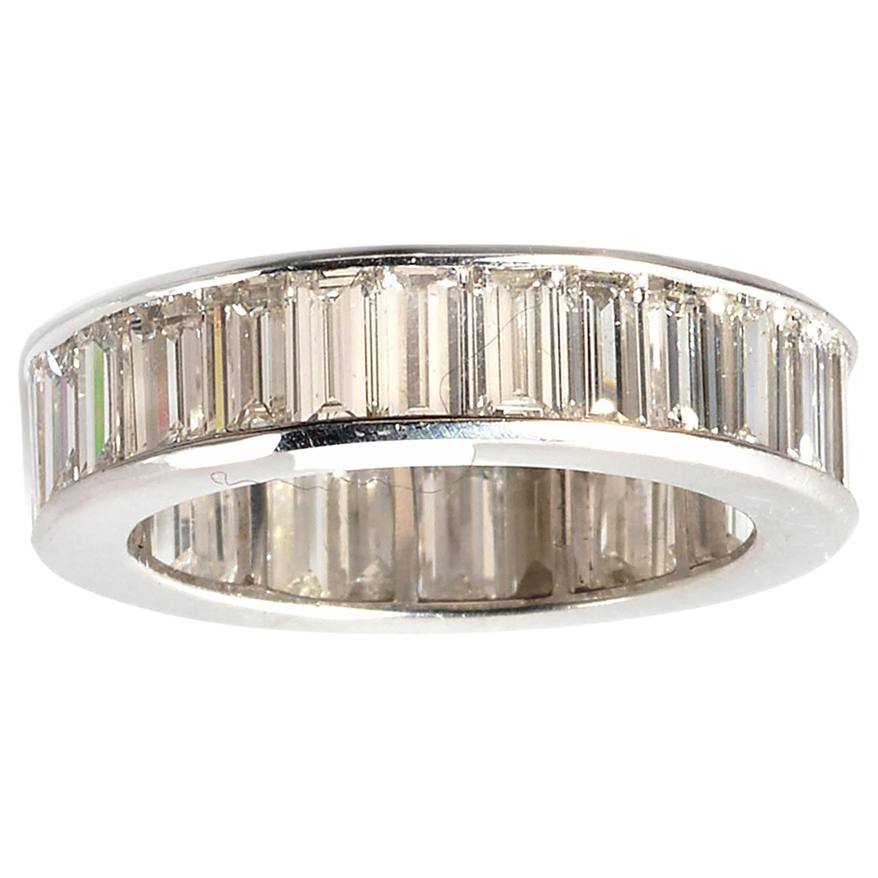 Baguette Cut Diamond Platinum Full Eternity Ring, 6.00 Carats