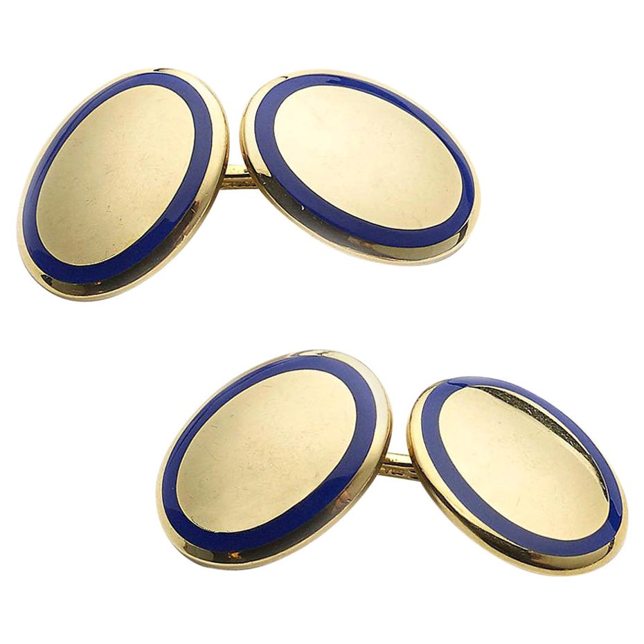 Tiffany & Co. Gold and Enamel Cufflinks For Sale