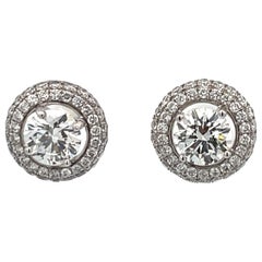 GIA Certified Diamond Stud Earrings 2.01 Carats J SI1 18 Karat White Gold