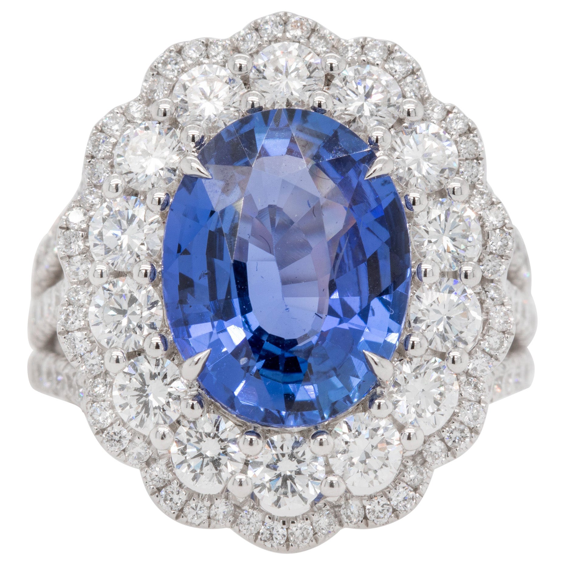 Sapphire 5.83 Carat Ring with Diamonds 2.45 Carats Total 18K Gold For Sale