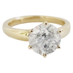 Antique 2.06 Carat Round Natural Diamond Ring Yellow Gold 14 Karat