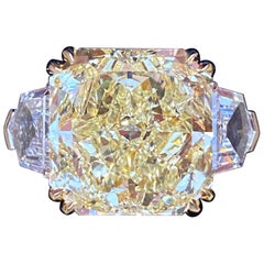 GIA Certified 10.69 ct Fancy Yellow VVS2 Radiant Diamond Ring in Platinum/18KYG