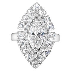 1.06 Carat Marquise Diamond and Rose Cut Ring