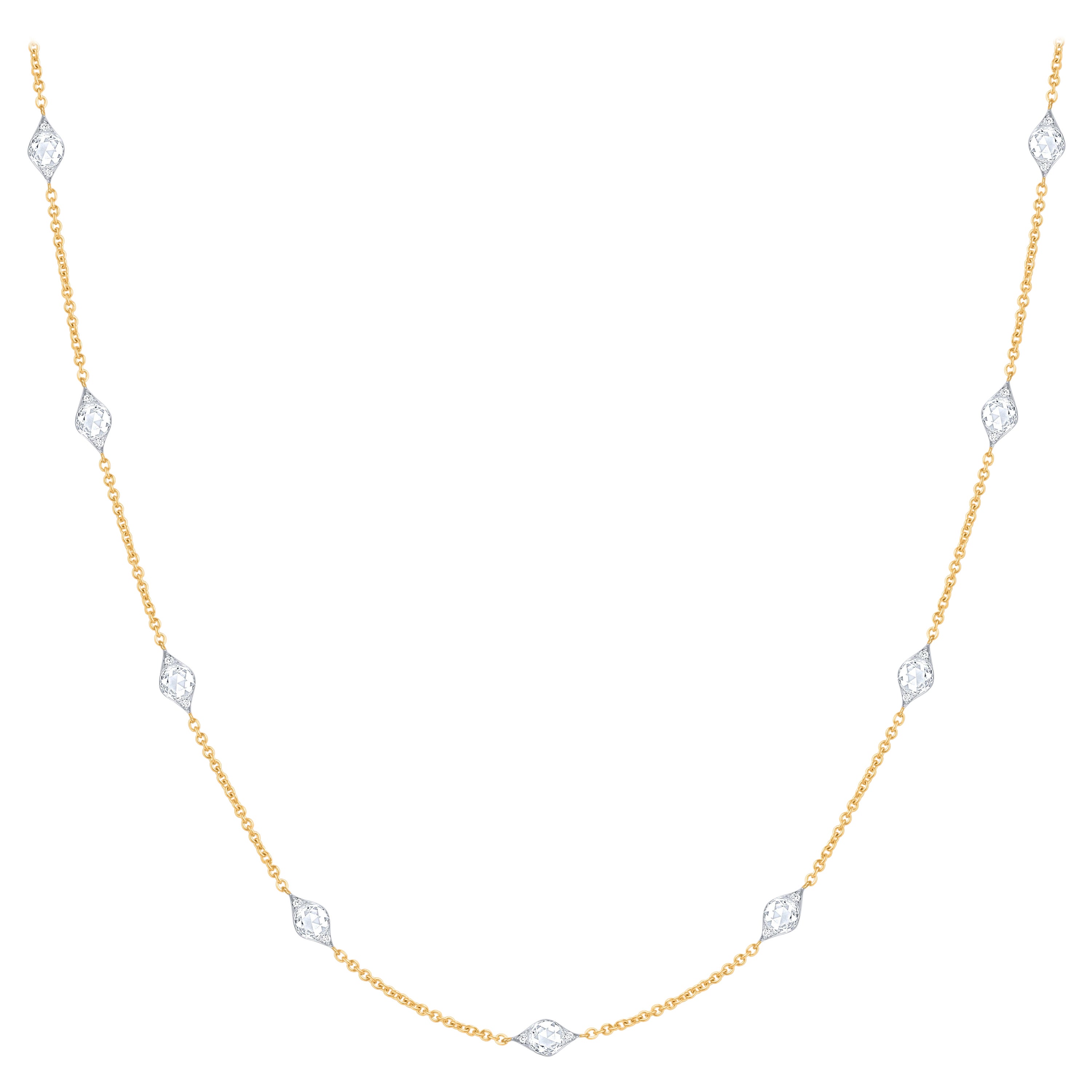 Harakh Colorless Natural Diamond 1.40 Carat Station Necklace in 18 KT Gold For Sale