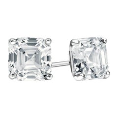 2 Karat Asscher Cut Diamant Platin Ohrstecker