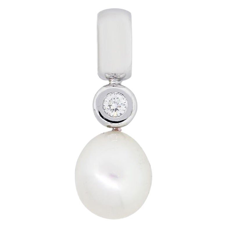 Pearl and Diamond Drop Pendant