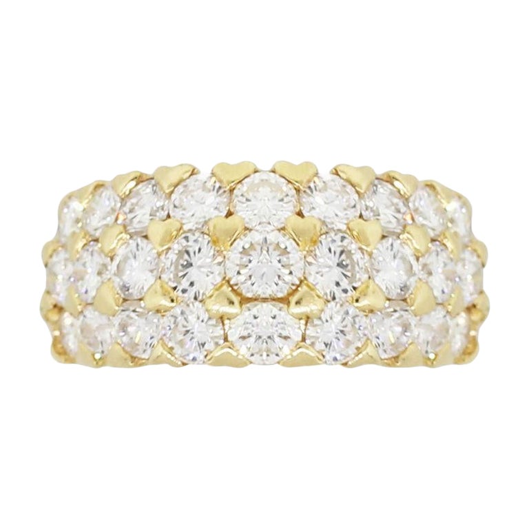 ThreeRow Diamond Pave Band For Sale at 1stDibs