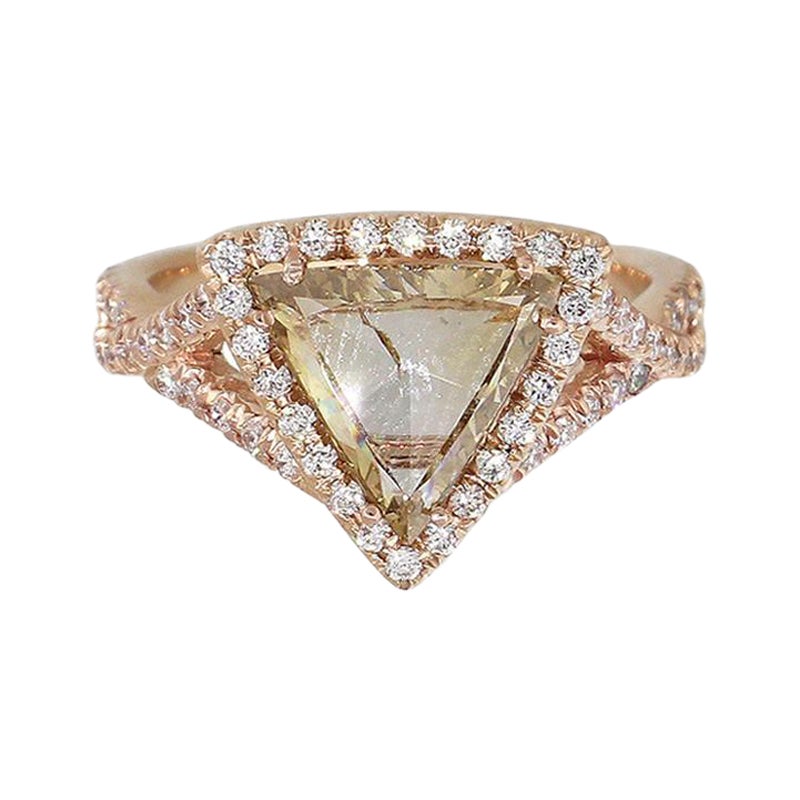 Triangle Shaped Diamond Halo Engagement Ring