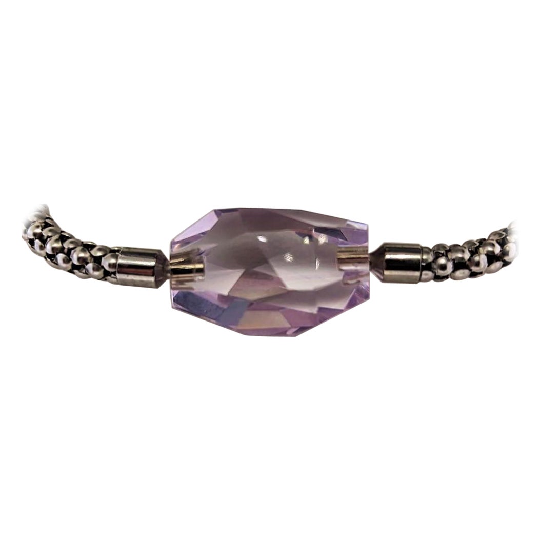 Rose De France Amethyst '11.7 Grams', Raspberry Steel Necklace For Sale