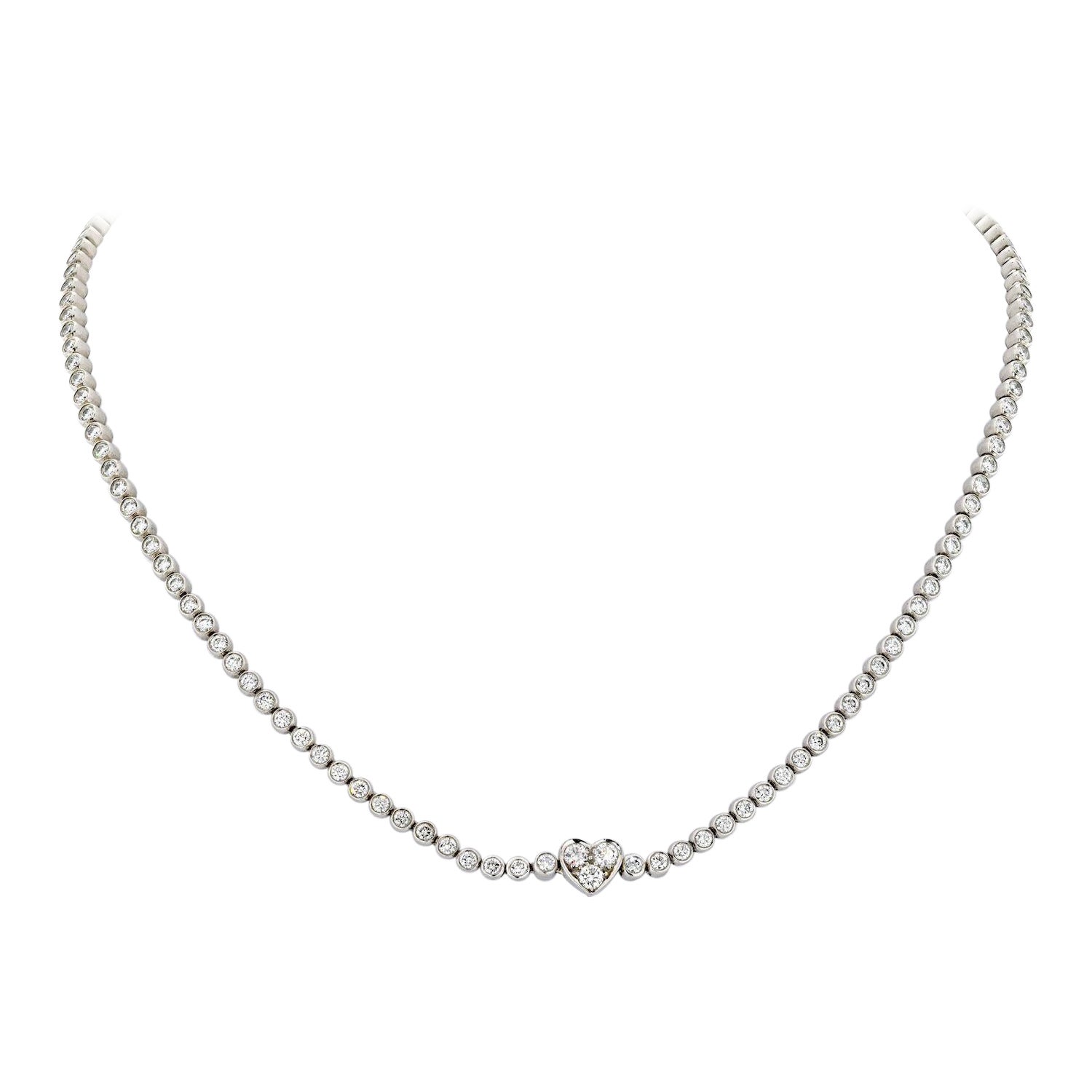 Tiffany & Co. Platinum 8 Carat Bezel Set Diamond Necklace