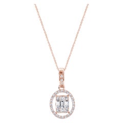 0.43 Ct Diamond Baguette and Round Pendant in 18K Gold