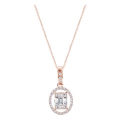 Used 0.43 Ct Diamond Baguette and Round Pendant in 14K Gold