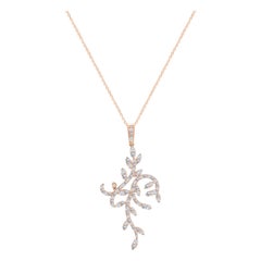 1.35 Ct Diamond Leaf Necklace in 18K Gold
