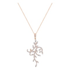 1.35 Ct Diamond Leaf Necklace in 14K Gold