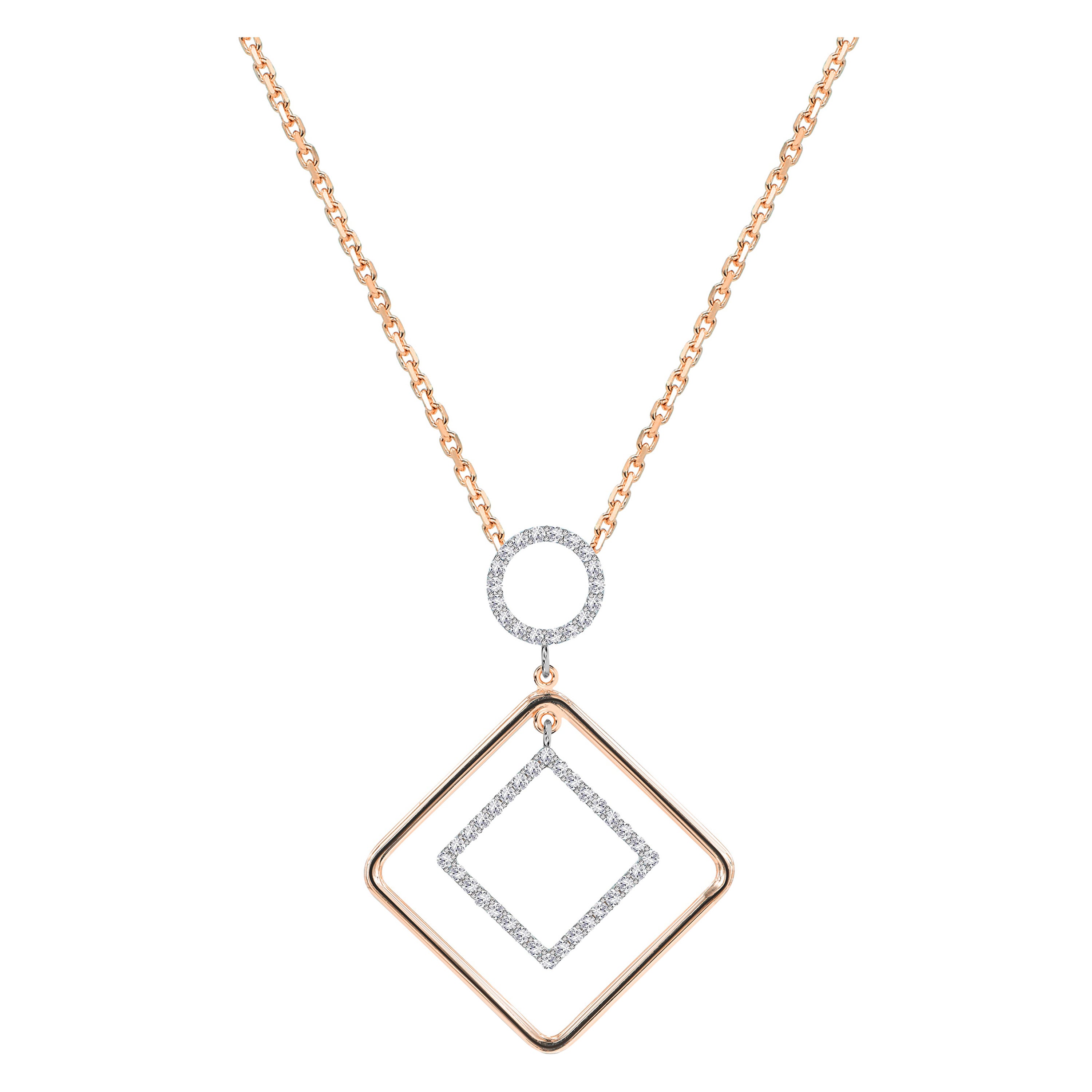 0.40 Ct Diamond Square and Round Geometric 14K Gold Necklace