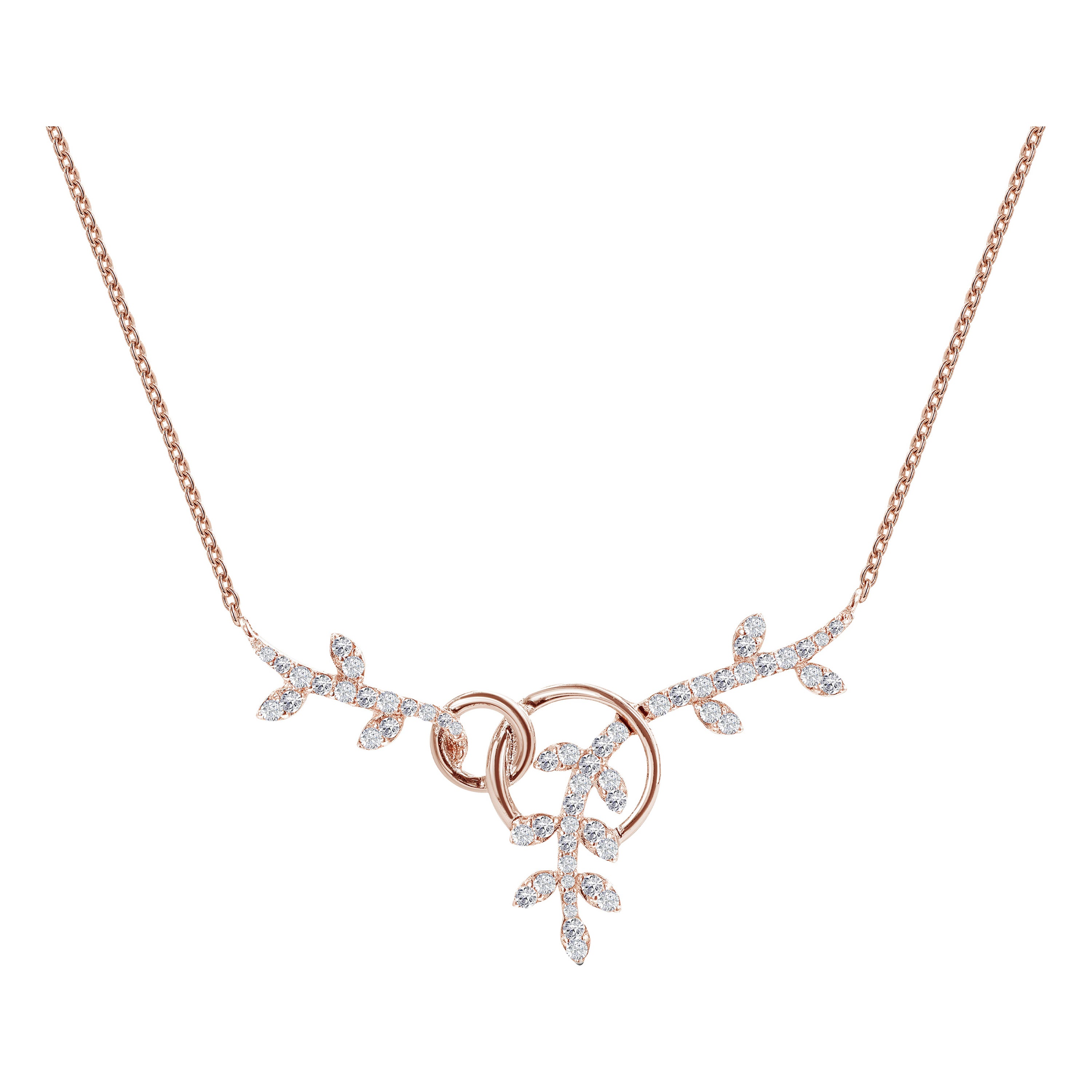 0.41 Ct Diamond Leaf Necklace in 18K Gold