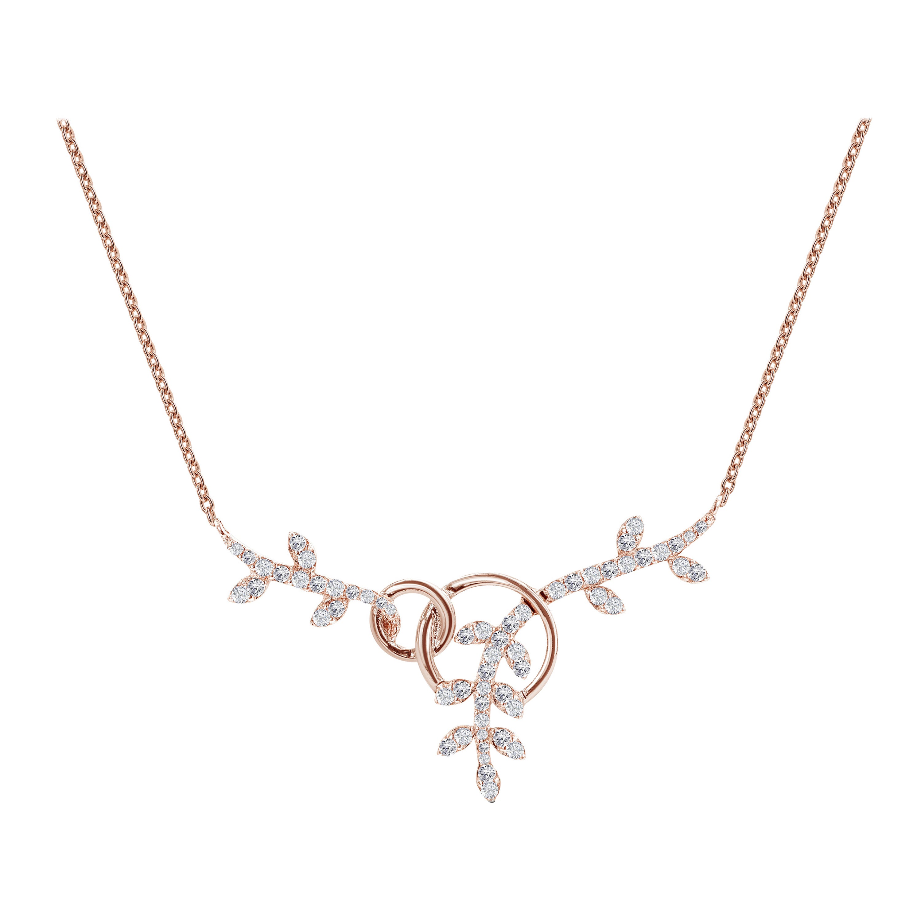 0.41 Ct Diamond Leaf Necklace in 14K Gold