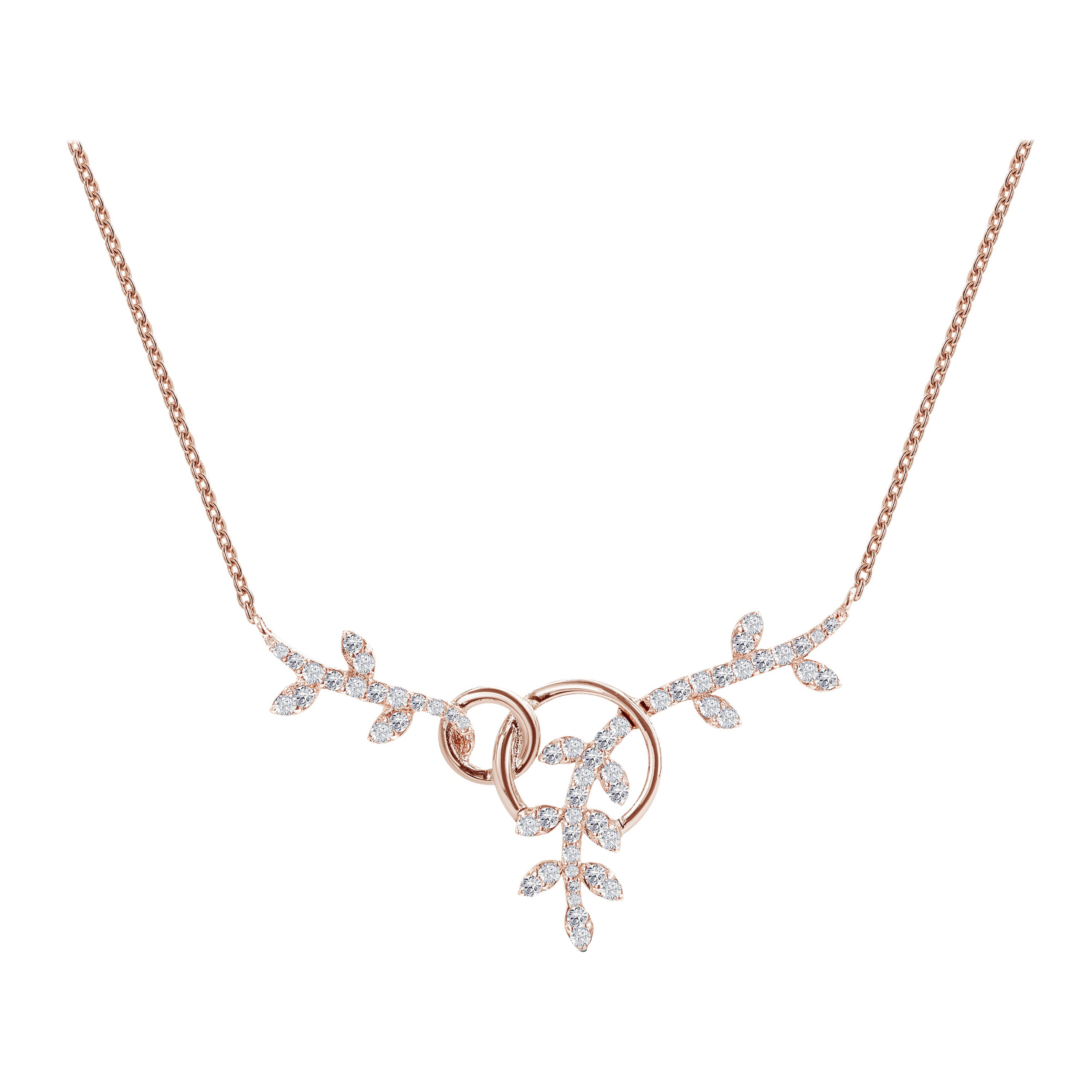 Collier feuille de diamant 0,41 Ct en or 14K