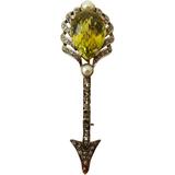 Grüner Quarz Perle Diamant Gold Pfeil Anstecknadel