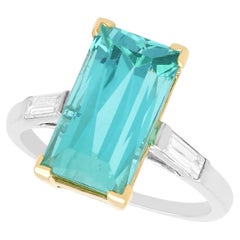 Anello da cocktail in platino con tormalina e diamanti da 4,46 carati vintage
