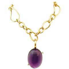 Farone Mennella Gold Stella Necklace with Amethyst Pendant
