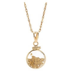 14 Karat Yellow Gold Floating Nugget Necklace