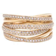 Effy .40ctw Diamond Crossover Wide Band Ring, 14K Yellow Gold, Ring Size 7