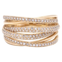 Effy .40ctw Diamond Crossover Wide Band Ring, 14K Yellow Gold, Ring Size 7