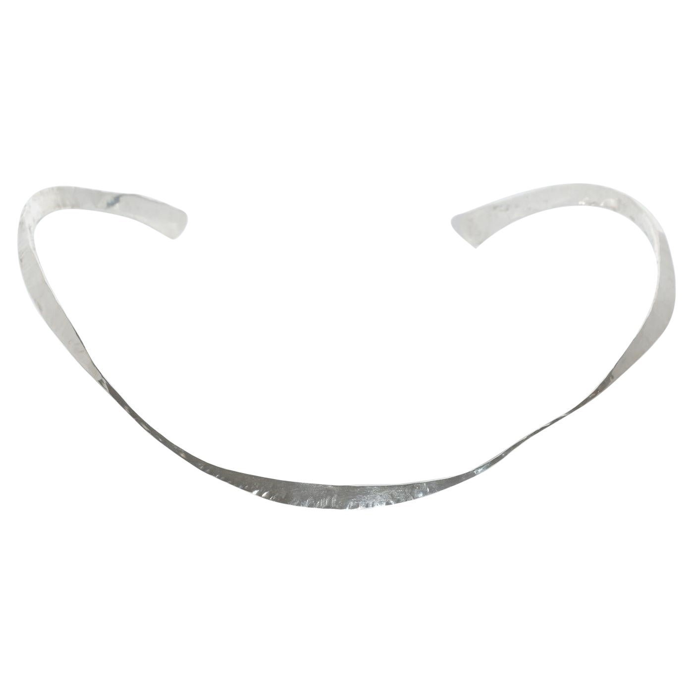 Silver Neck Ring by Swedish Silver-Smith Claës Giertta, Made Year 1970 For Sale
