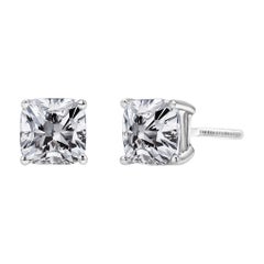 Used 14K White Gold 1 1/2 Carat Clarity Enhanced Diamond Solitaire Stud Earrings