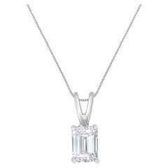 AGS Certified 14K White Gold 1/2 Carat Diamond Solitaire Pendant Necklace