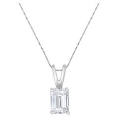 Collana con ciondolo solitario con diamante da 1/2 carato in oro bianco certificata AGS