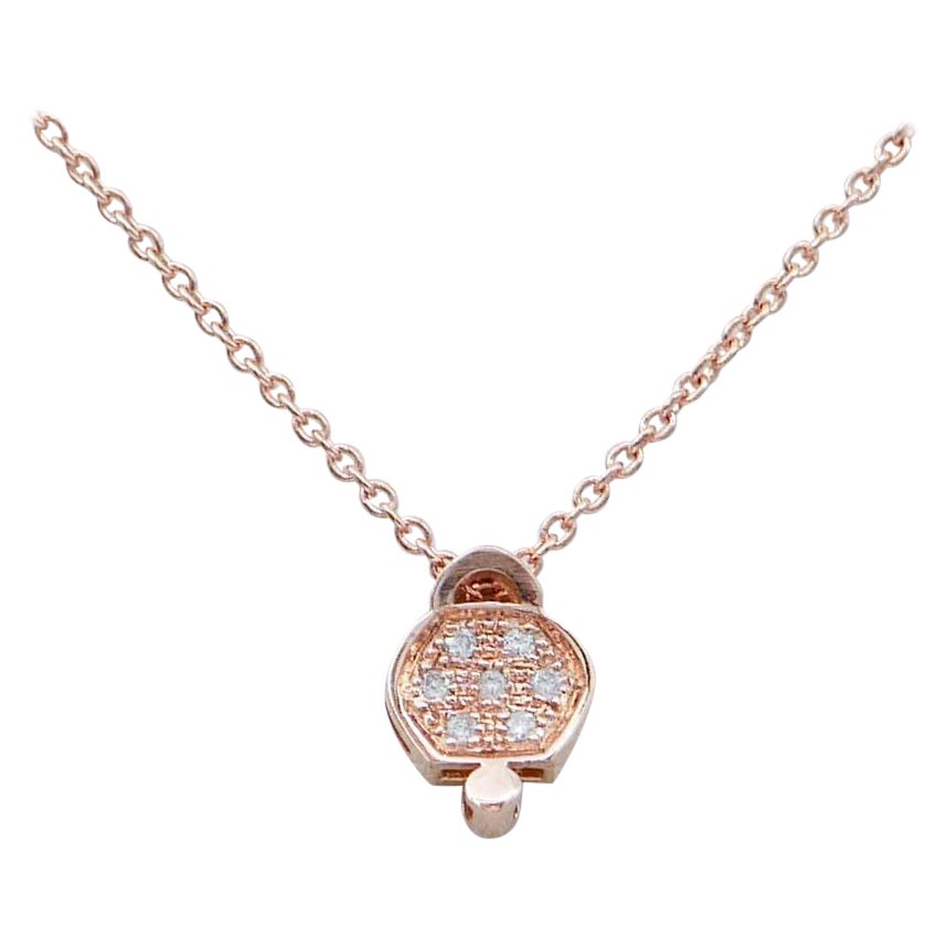 Collier pendentif clochette en or rose 18 carats, diamants en vente