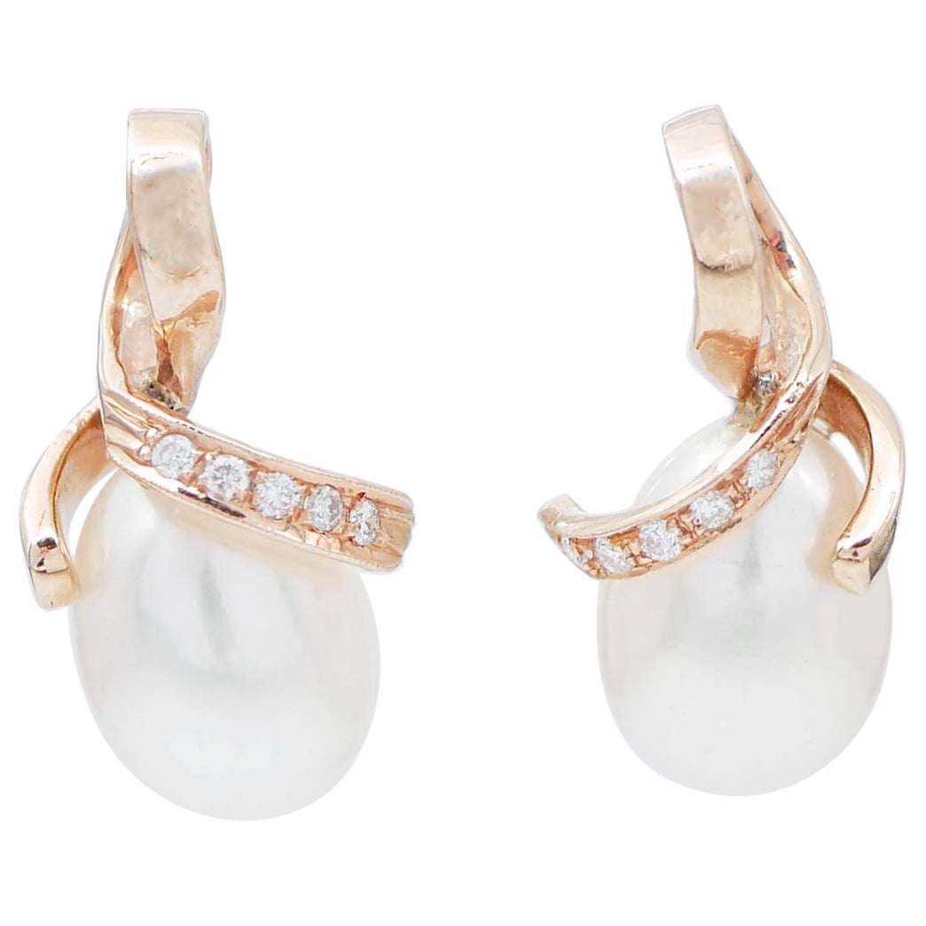 Pearls, Diamonds, 18 Karat Rose Gold Earrings at 1stDibs — free download