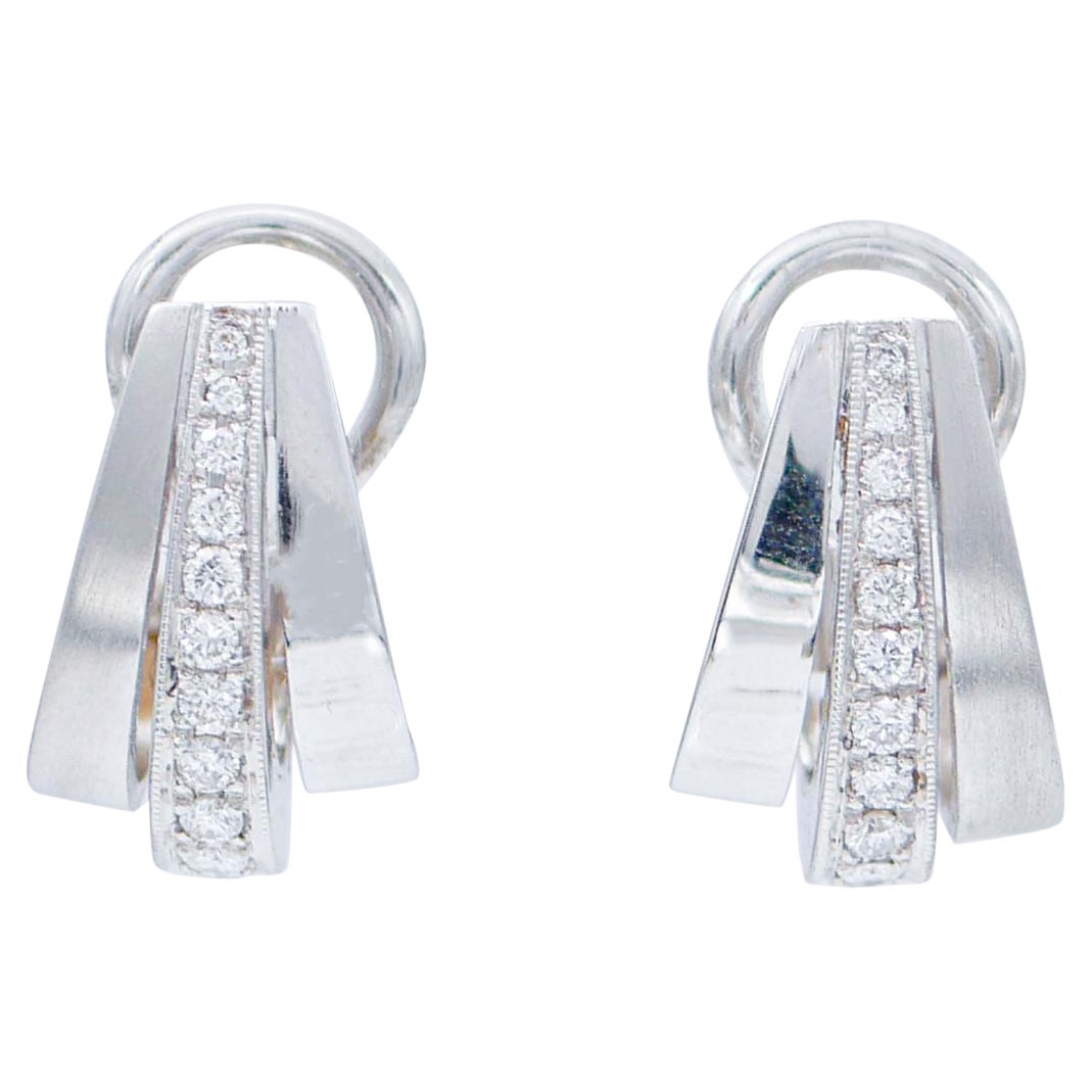 Diamonds, 18 Karat White Gold Earrings For Sale