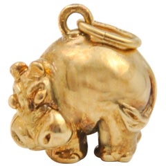 Vintage 14K Gold Hippo Animal Charm Pendant