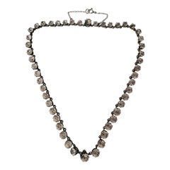 Antike viktorianische Kissen Paste Silber Riviere Halskette