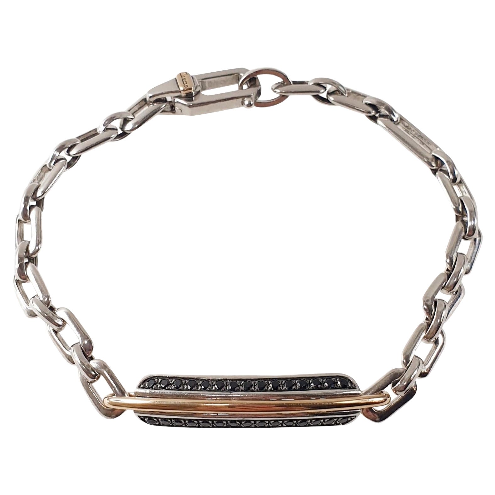 Zancan Cosmopolitanisches Armband aus Sterlingsilber, Roségold und schwarzen Spinellen