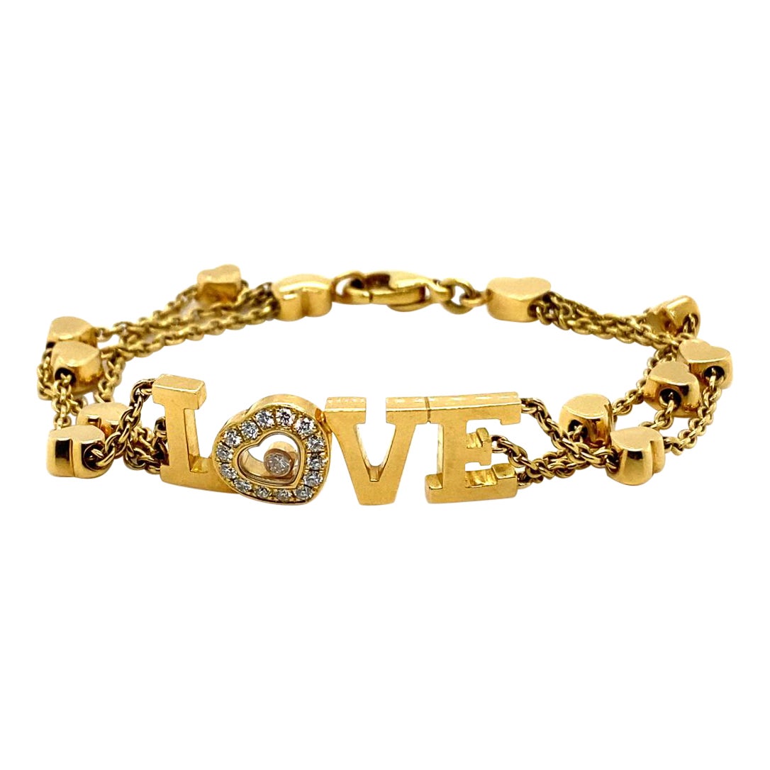 Chopard Bracelet amour vintage en or jaune 18 carats et diamants